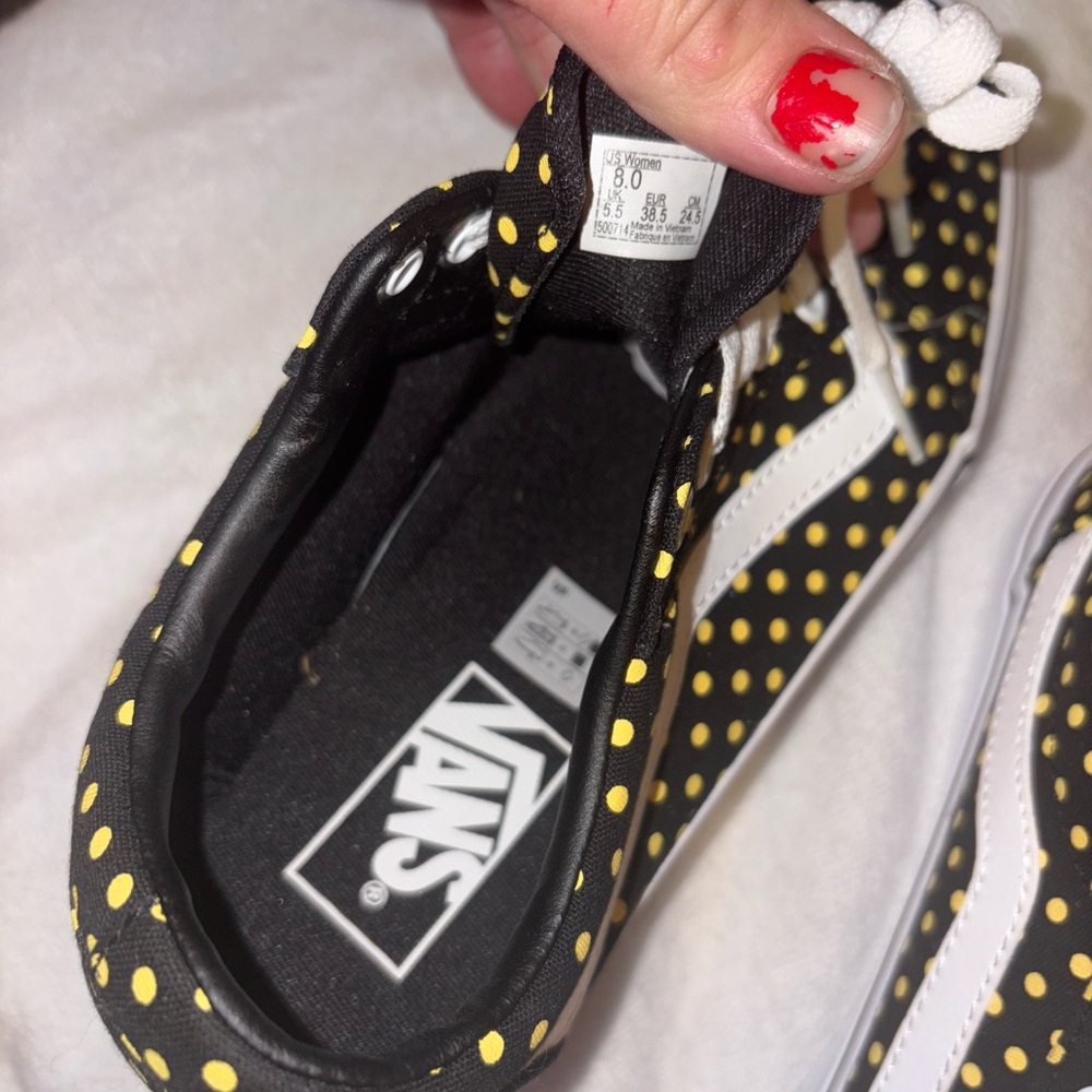 Vans Black Sneakers with Yellow Polka Dots - Picture 5 of 6
